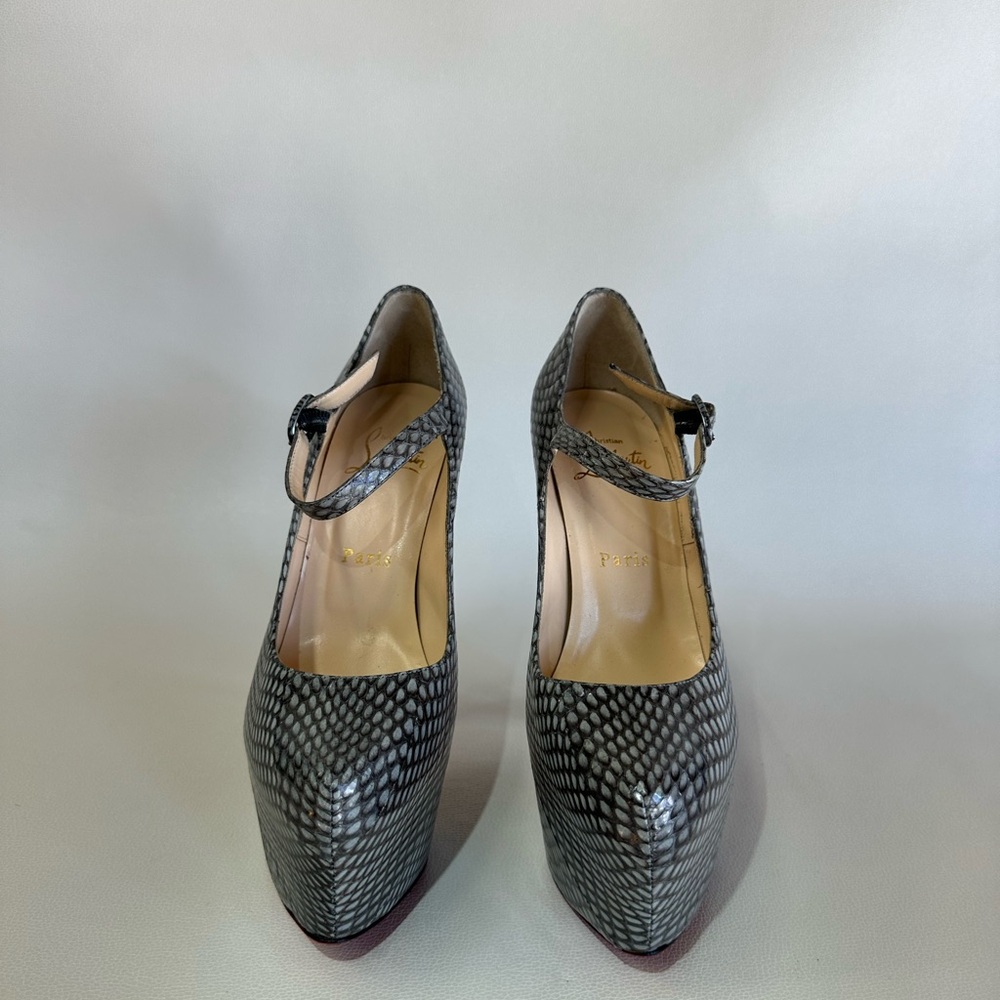 Christian Louboutin Lady Daf Mary Jane Snakeskin Cobra Platform Heels